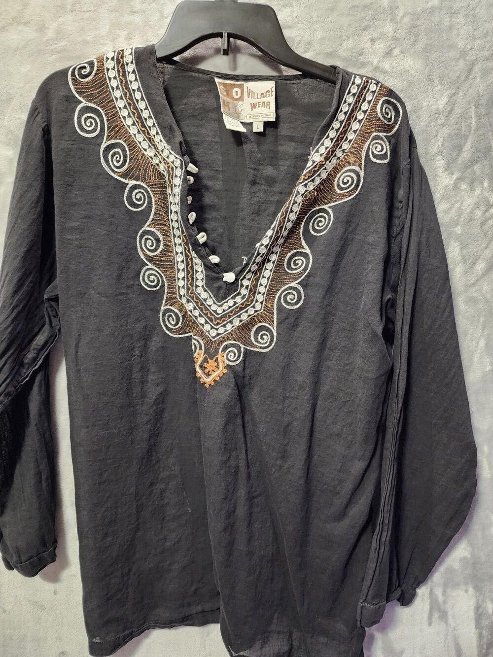 Vintage Soho Village Wear Shirt Womens L Clothing Boho Hippie Floral Flower